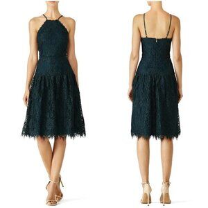 Trina Turk Dark Teal Lace Midi Dress